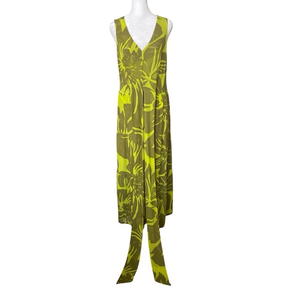 Cabi Tie Front Green Tropical Print Mesh Maxi Dress Small - Picture 4 of 11